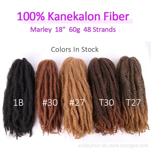 18 Inch 60g 100% Kanekalon ombre colors cuban kinky twist extension afro hair crotchet marley afro kinky braids